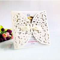 Ivory Invitation Card Laser Cut Paper Elegant Invitation Square Wedding Invitation